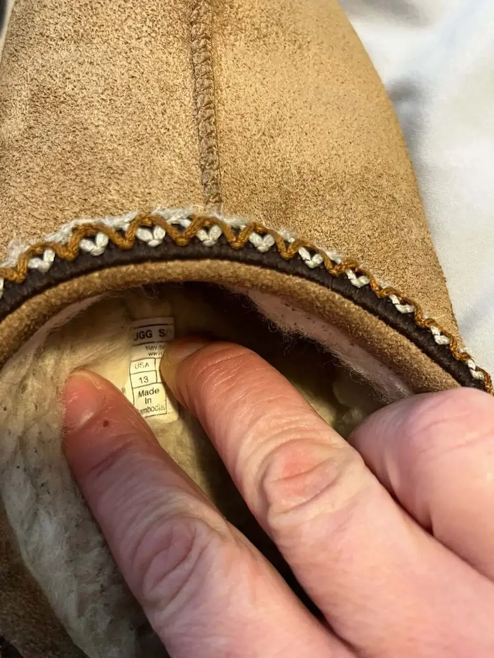 Kids size 13 UGG Tasman Chestnut Suede Slippers